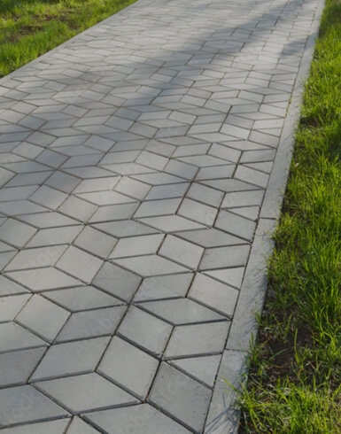 Decorative stamped concrete sidewalk